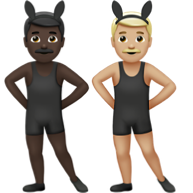 Men With Bunny Ears: Dark Skin Tone, Medium-Light Skin Tone