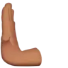 Leftwards Pushing Hand: Medium Skin Tone Emoji 🫷🏽 image - Apple style