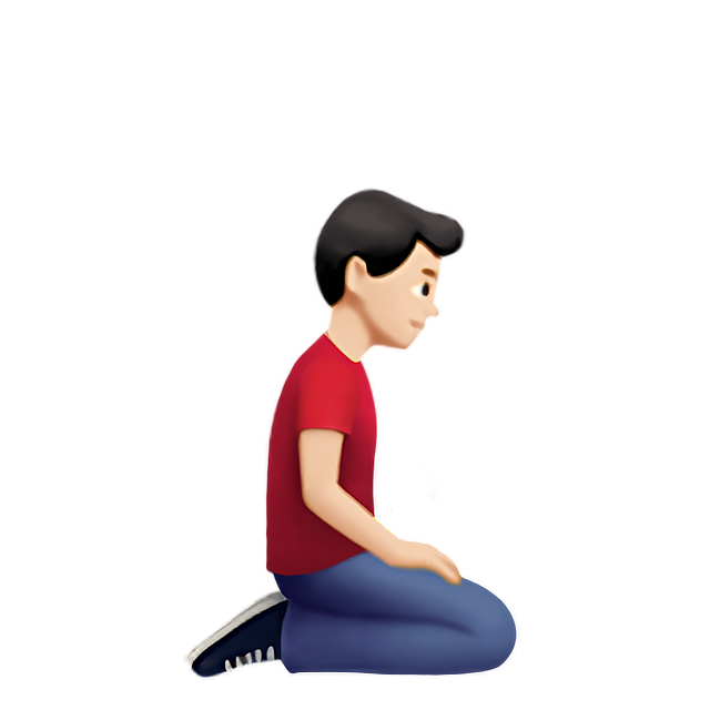 Man Kneeling Facing Right: Light Skin Tone