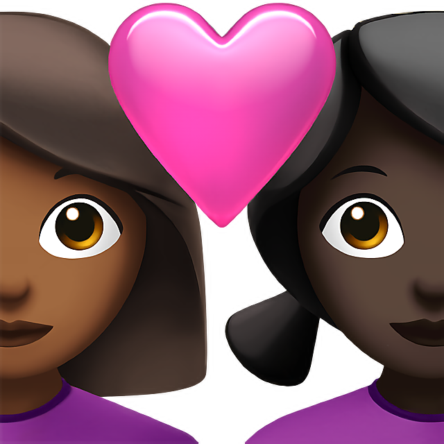 Couple With Heart: Woman, Woman, Medium-Dark Skin Tone, Dark Skin Tone
