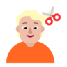 Person Getting Haircut: Medium-Light Skin Tone Emoji 💇🏼 image - Microsoft Classic 2D style