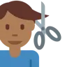 Man Getting Haircut: Medium-Dark Skin Tone Emoji 💇🏾‍♂️ image - Twitter / X (Twemoji) style