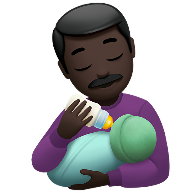 Man Feeding Baby: Dark Skin Tone