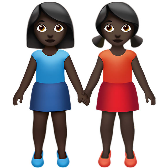 Women Holding Hands: Dark Skin Tone