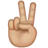 Victory Hand: Medium-Light Skin Tone Emoji ✌🏼 image - WhatsApp style