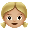 Girl: Medium-Light Skin Tone Emoji 👧🏼 image - Apple style