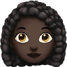 Woman: Dark Skin Tone, Curly Hair Emoji 👩🏿‍🦱 image - Apple style