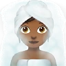 Woman In Steamy Room: Medium-Dark Skin Tone Emoji 🧖🏾‍♀️ image - Apple style