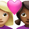 Couple With Heart: Woman, Woman, Medium-Light Skin Tone, Medium-Dark Skin Tone Emoji 👩🏼‍❤️‍👩🏾 image - Apple style
