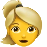 Woman: Blond Hair Emoji 👱‍♀️ image - Apple style