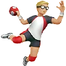Man Playing Handball: Medium-Light Skin Tone Emoji 🤾🏼‍♂️ image - Apple style