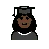 Woman Student: Dark Skin Tone Emoji 👩🏿‍🎓 image - OpenMoji style