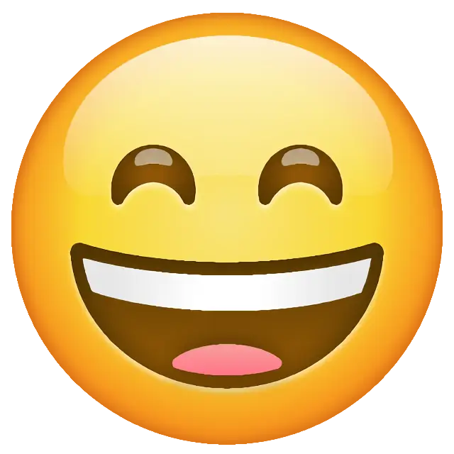 Cara sonriente con la boca abierta y los ojos sonrientes