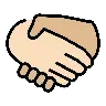 Handshake: Light Skin Tone, Medium-Light Skin Tone Emoji 🫱🏻‍🫲🏼 image - OpenMoji style