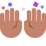 Raising Hands: Medium Skin Tone Emoji 🙌🏽 image - Tossface style