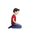 Man Kneeling Facing Right: Light Skin Tone Emoji 🧎🏻‍♂️‍➡️ image - Apple style