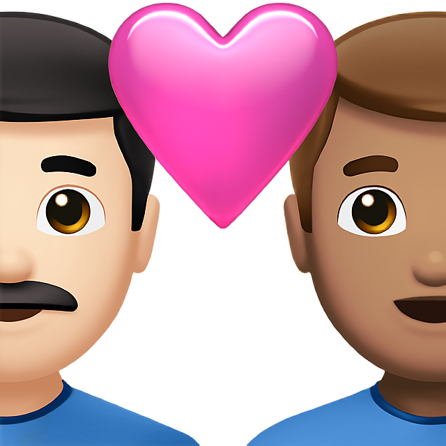 Couple With Heart: Man, Man, Light Skin Tone, Medium Skin Tone