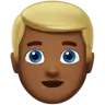 Man: Medium-Dark Skin Tone, Blond Hair Emoji 👱🏾‍♂️ image - Apple style
