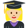 Woman Student: Medium-Light Skin Tone Emoji 👩🏼‍🎓 image - Twitter / X (Twemoji) style