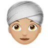 Woman Wearing Turban: Medium-Light Skin Tone Emoji 👳🏼‍♀️ image - Apple style