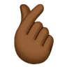 Hand With Index Finger And Thumb Crossed: Medium-Dark Skin Tone Emoji 🫰🏾 image - Huawei Harmony OS style