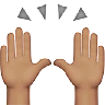 Raising Hands: Medium Skin Tone Emoji 🙌🏽 image - Apple style