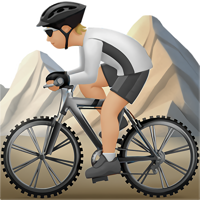 Person Mountain Biking: Medium-Light Skin Tone