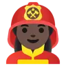 Woman Firefighter: Dark Skin Tone Emoji 👩🏿‍🚒 image - Google Noto Color style