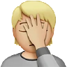 Person Facepalming: Medium-Light Skin Tone Emoji 🤦🏼 image - Apple style