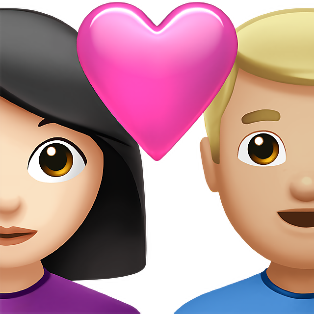Couple With Heart: Woman, Man, Light Skin Tone, Medium-Light Skin Tone
