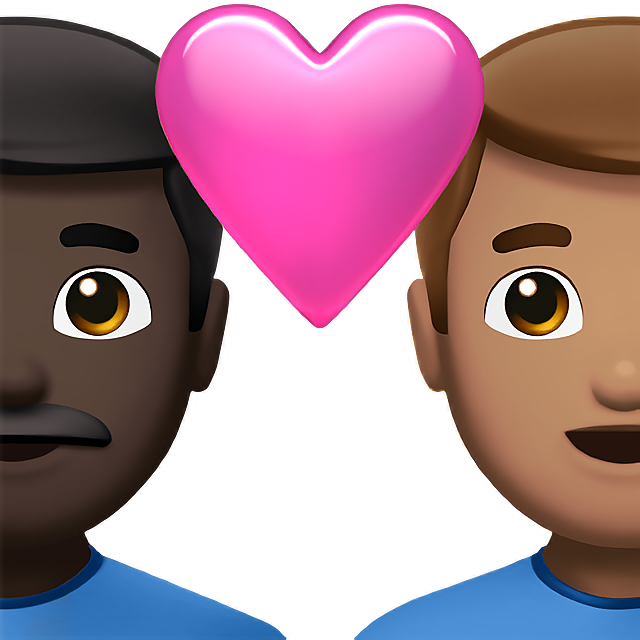 Couple With Heart: Man, Man, Dark Skin Tone, Medium Skin Tone