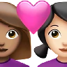 Couple With Heart: Woman, Woman, Medium Skin Tone, Light Skin Tone Emoji 👩🏽‍❤️‍👩🏻 image - Apple style