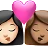 Kiss: Woman, Woman, Light Skin Tone, Medium Skin Tone