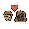 Kiss: Person, Person, Medium Skin Tone, Dark Skin Tone Emoji 🧑🏽‍❤️‍💋‍🧑🏿 image - OpenMoji style
