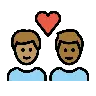 Couple With Heart: Man, Man, Medium Skin Tone, Medium-Dark Skin Tone Emoji 👨🏽‍❤️‍👨🏾 image - OpenMoji style