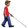 Man With White Cane Facing Right: Medium Skin Tone Emoji 👨🏽‍🦯‍➡️ image - Apple style