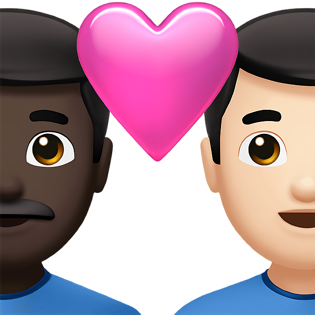 Couple With Heart: Man, Man, Dark Skin Tone, Light Skin Tone