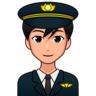 Man Pilot: Medium-Light Skin Tone Emoji 👨🏼‍✈️ image - Emojidex style