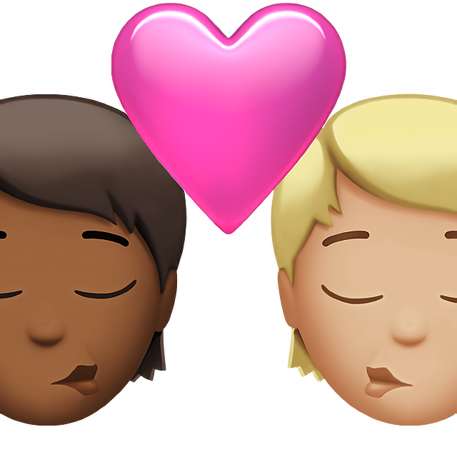 Kiss: Person, Person, Medium-Dark Skin Tone, Medium-Light Skin Tone
