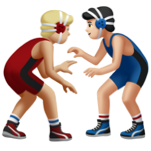 Men Wrestling: Medium-Light Skin Tone, Light Skin Tone
