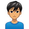 Man Frowning: Medium Skin Tone Emoji 🙍🏽‍♂️ image - Emojidex style