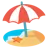 Playa con paraguas
