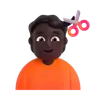 Person Getting Haircut: Dark Skin Tone Emoji 💇🏿 image - Microsoft 3D Fluent style