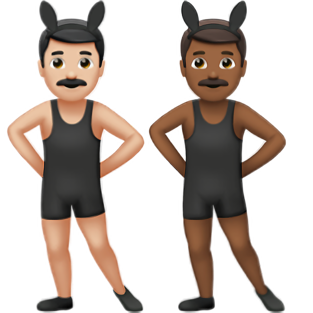 Men With Bunny Ears: Light Skin Tone, Medium-Dark Skin Tone