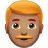 Man: Medium Skin Tone, Red Hair Emoji 👨🏽‍🦰 image - Apple style