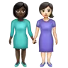 Women Holding Hands: Dark Skin Tone, Light Skin Tone Emoji 👩🏿‍🤝‍👩🏻 image - WhatsApp style
