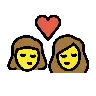 Kiss: Woman, Woman Emoji 👩‍❤️‍💋‍👩 image - OpenMoji style
