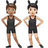 People With Bunny Ears: Medium Skin Tone, Light Skin Tone Emoji 🧑🏽‍🐰‍🧑🏻 image - Apple style