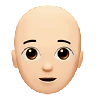 Person: Light Skin Tone, Bald Emoji 🧑🏻‍🦲 image - Apple style