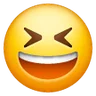 Emoji Mosolygó arc nyitott szájjal és szorosan csukott szemmel 😆 image - Samsung style